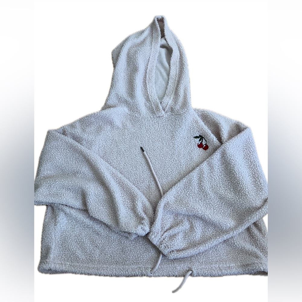 Pink Fuzzy Thin Cropped Hoodie